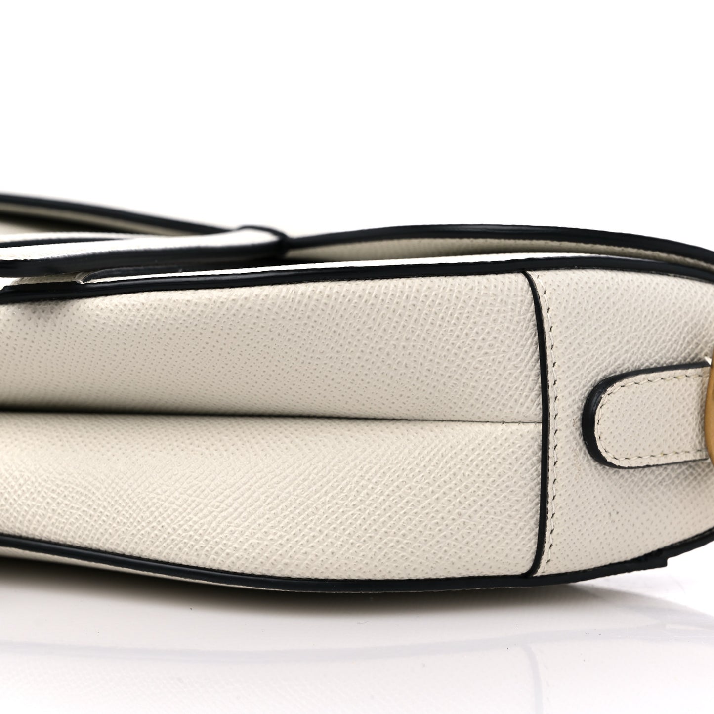 Grained Calfskin Saddle Bag White