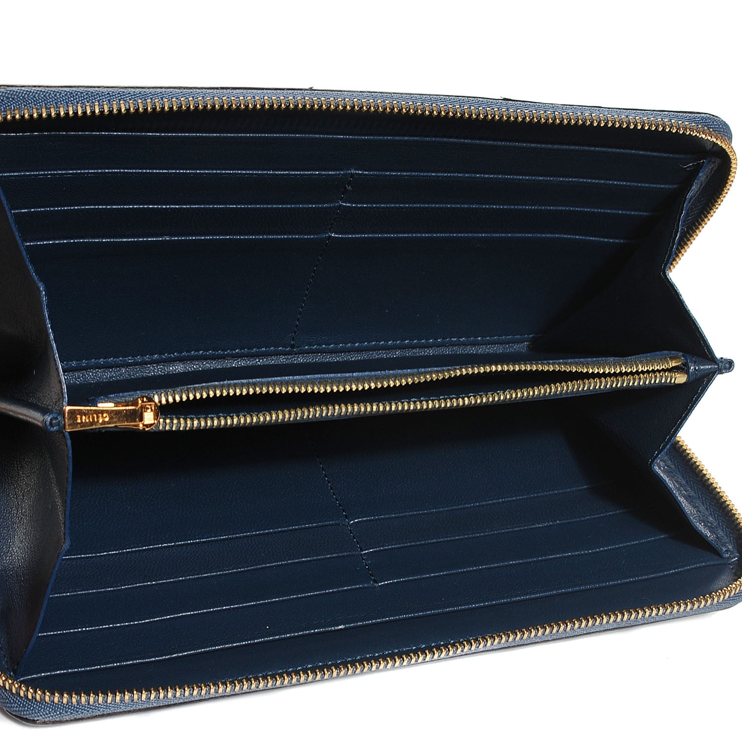 Celine Lizard Large Zip Around Multifunction Wallet Blue 6 of 9