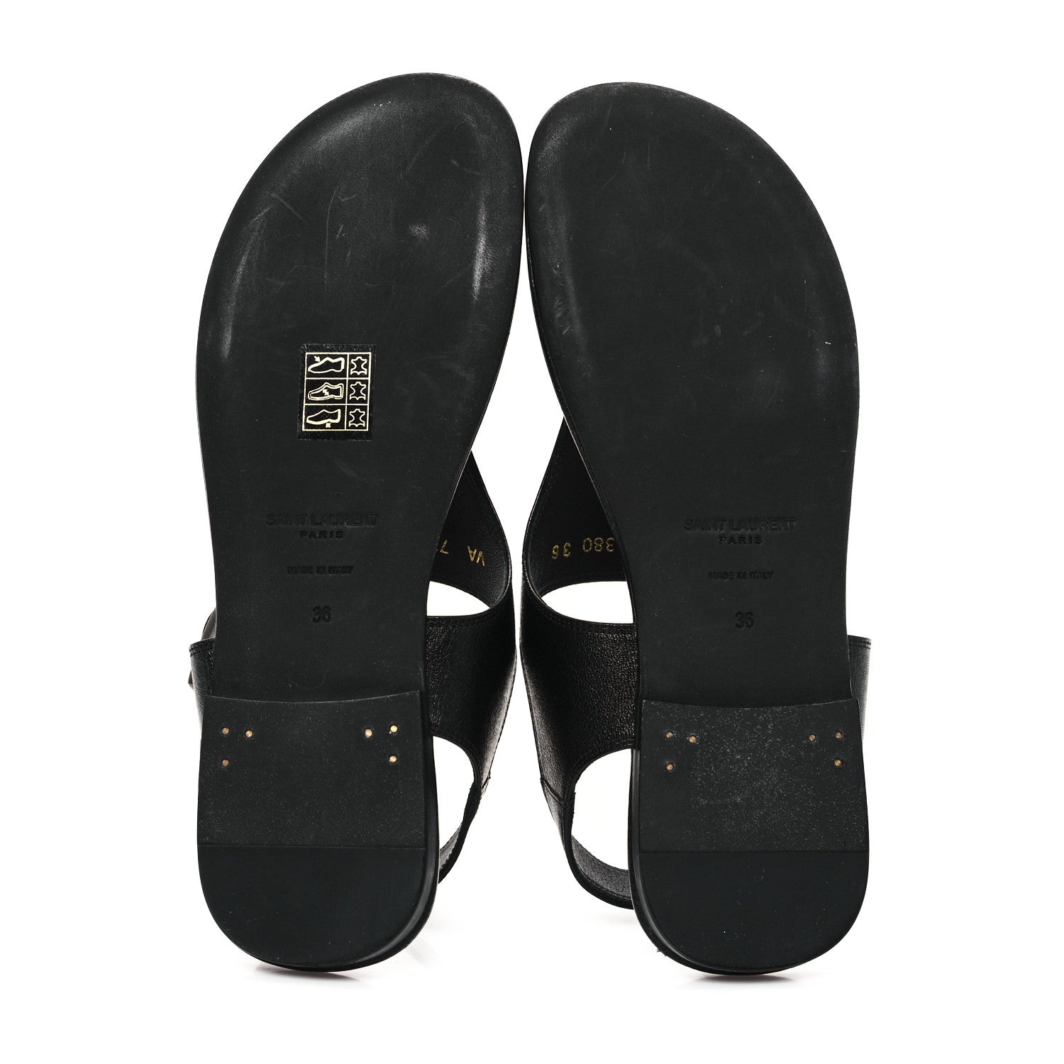 Saint Laurent Calfskin Incrociato Denver Monogram Sandals 36 Black 6 of 9