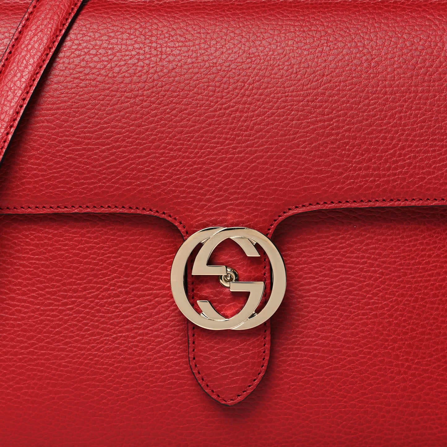 Dollar Calfskin Medium Interlocking G Top Handle Shoulder Bag Red