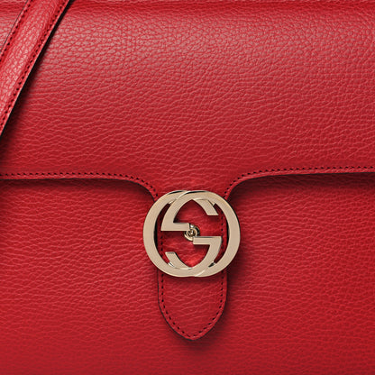 Gucci Dollar Calfskin Medium Interlocking G Top Handle Shoulder Bag Red 9 of 11