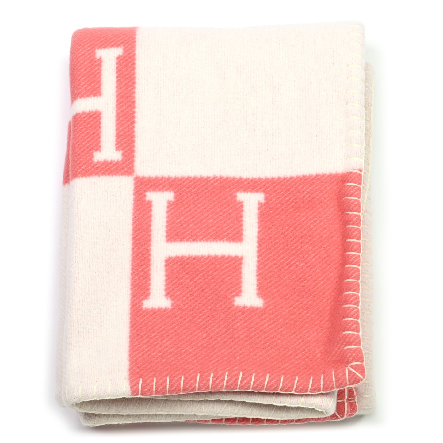 Wool Cashmere Avalon Baby Blanket Rose Airelle White