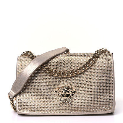 Versace Suede Crystal Medusa Sultan Evening Bag Gold 1 of 5