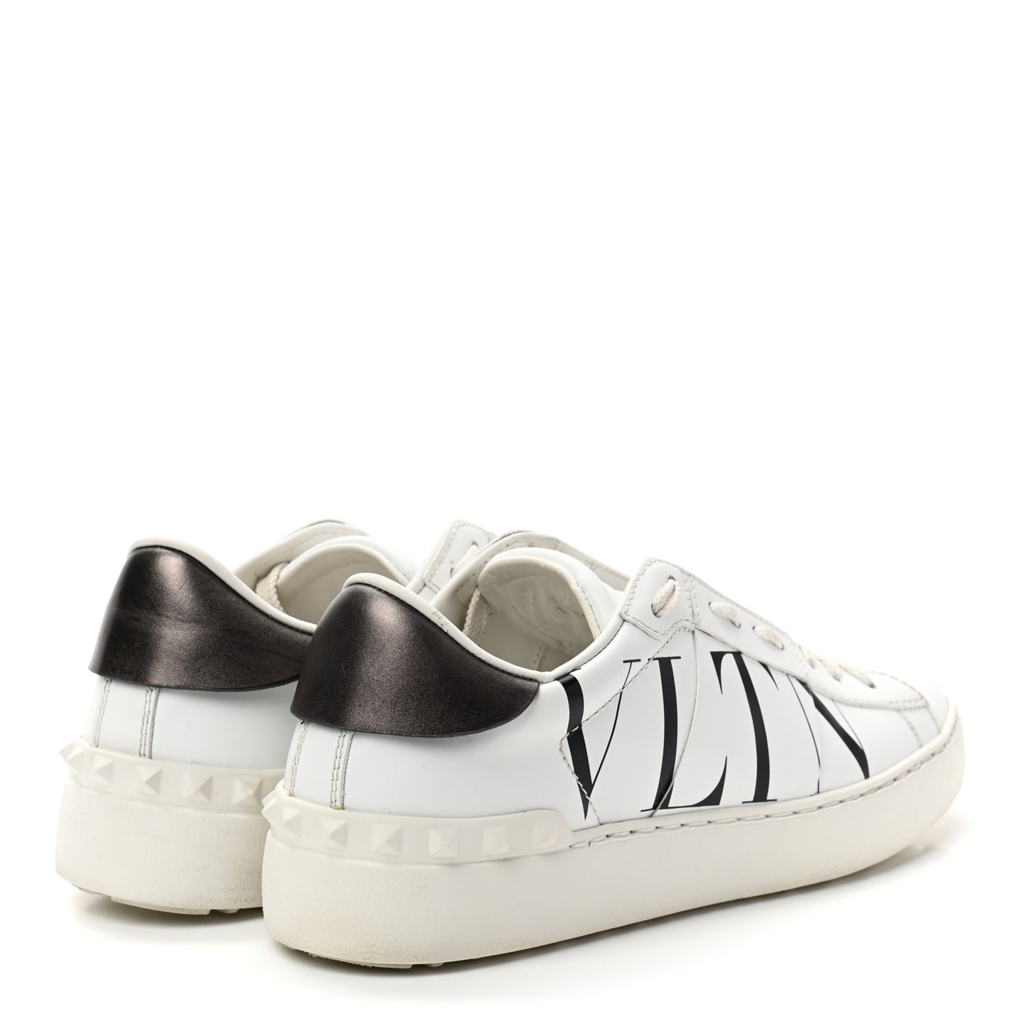 Calfskin VLTN Rockstud Open Sneakers 36 White