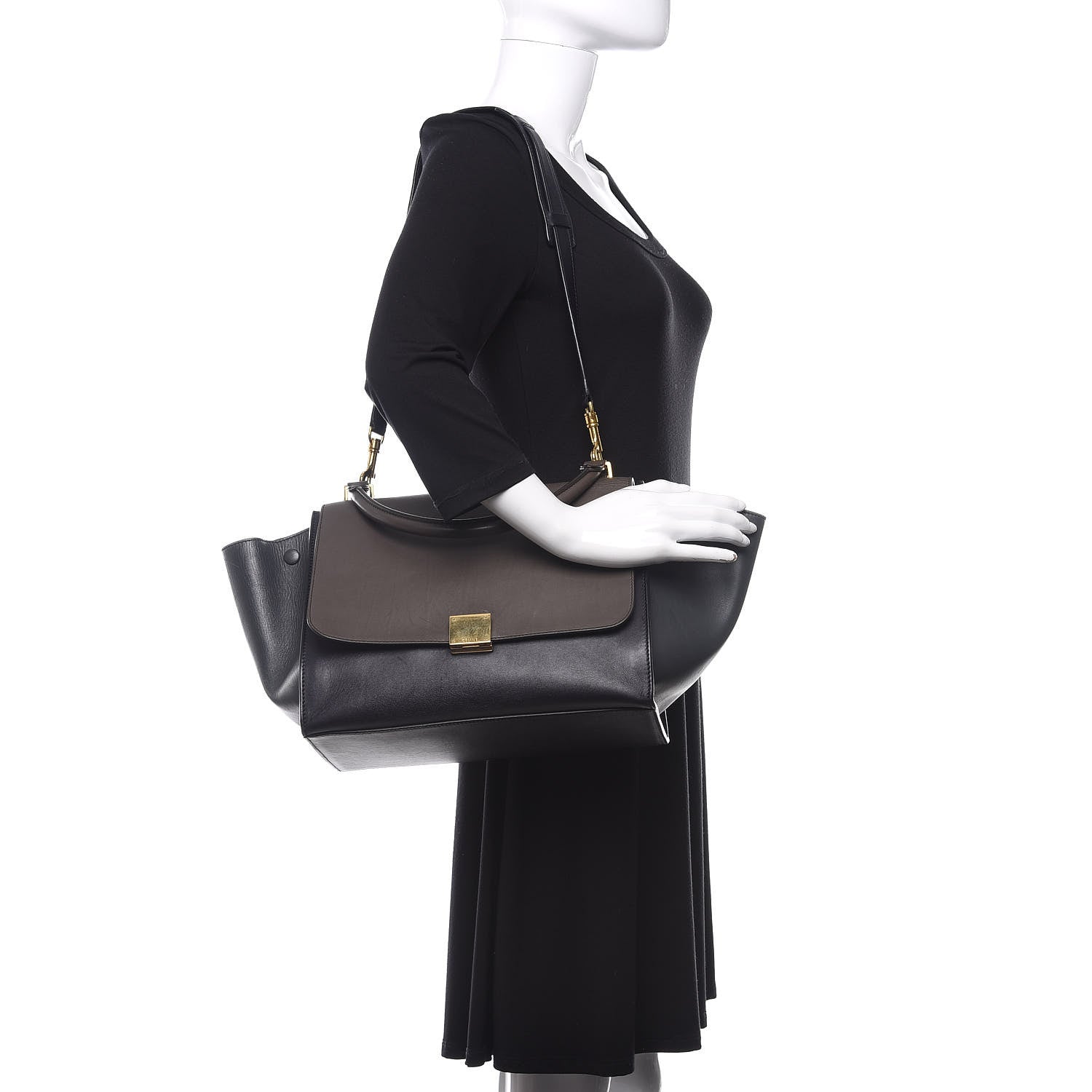 Celine Smooth Calfskin Medium Tri-Color Trapeze Anthracite 2 of 11