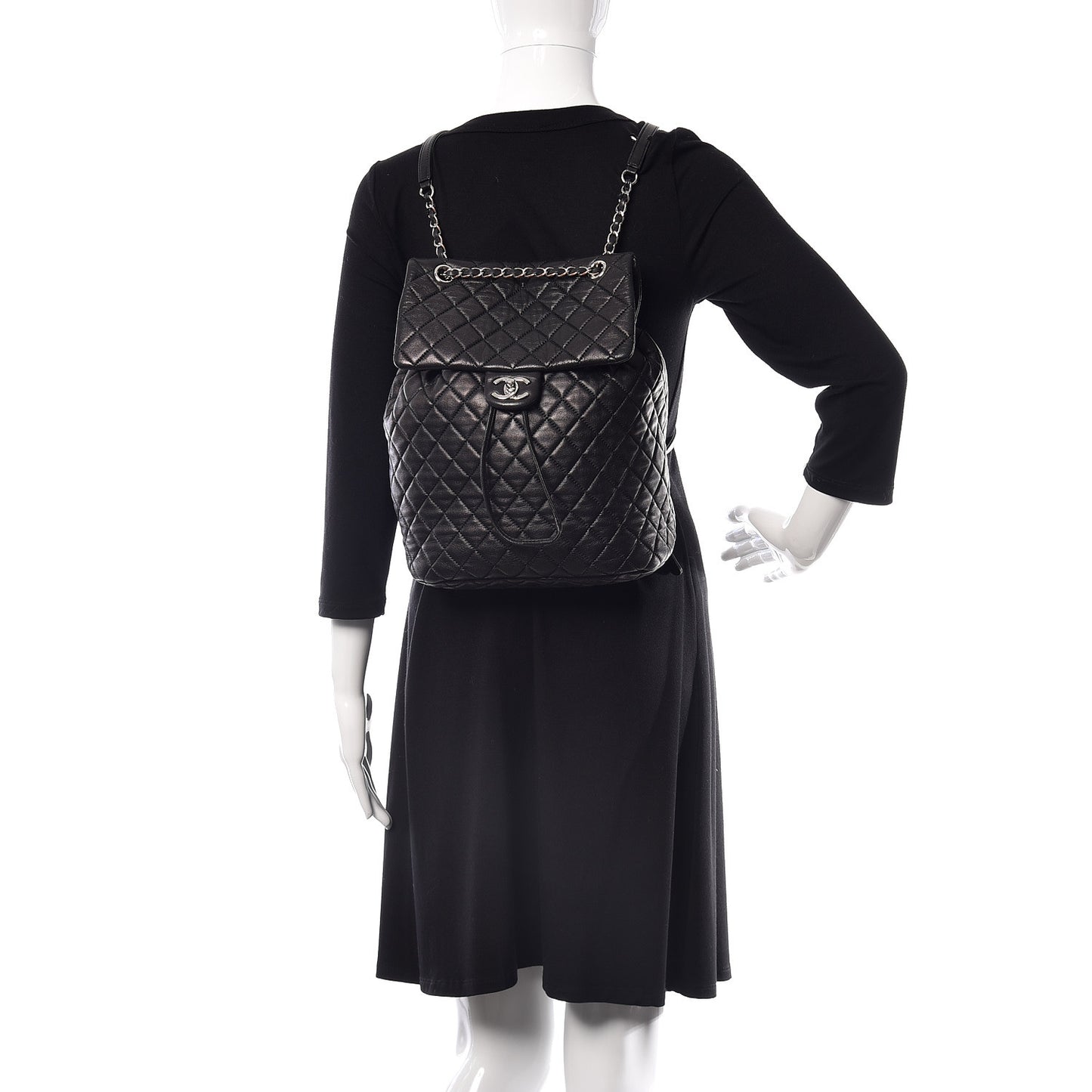 Calfskin Quilted Large Urban Spirit Backpack Black