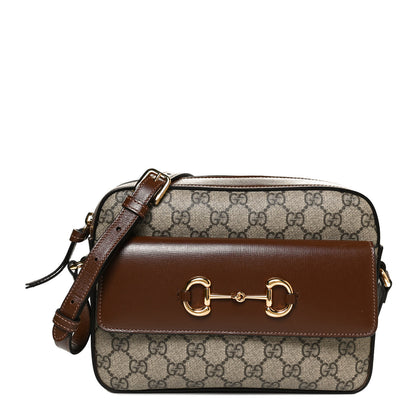 Gucci GG Supreme Monogram Small Horsebit 1955 Shoulder Bag Beige Brown Sugar 1 of 14