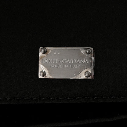 Dolce & Gabbana Satin Sequin Crystal Embellished Vanda Circles Chain Clutch Black 6 of 11