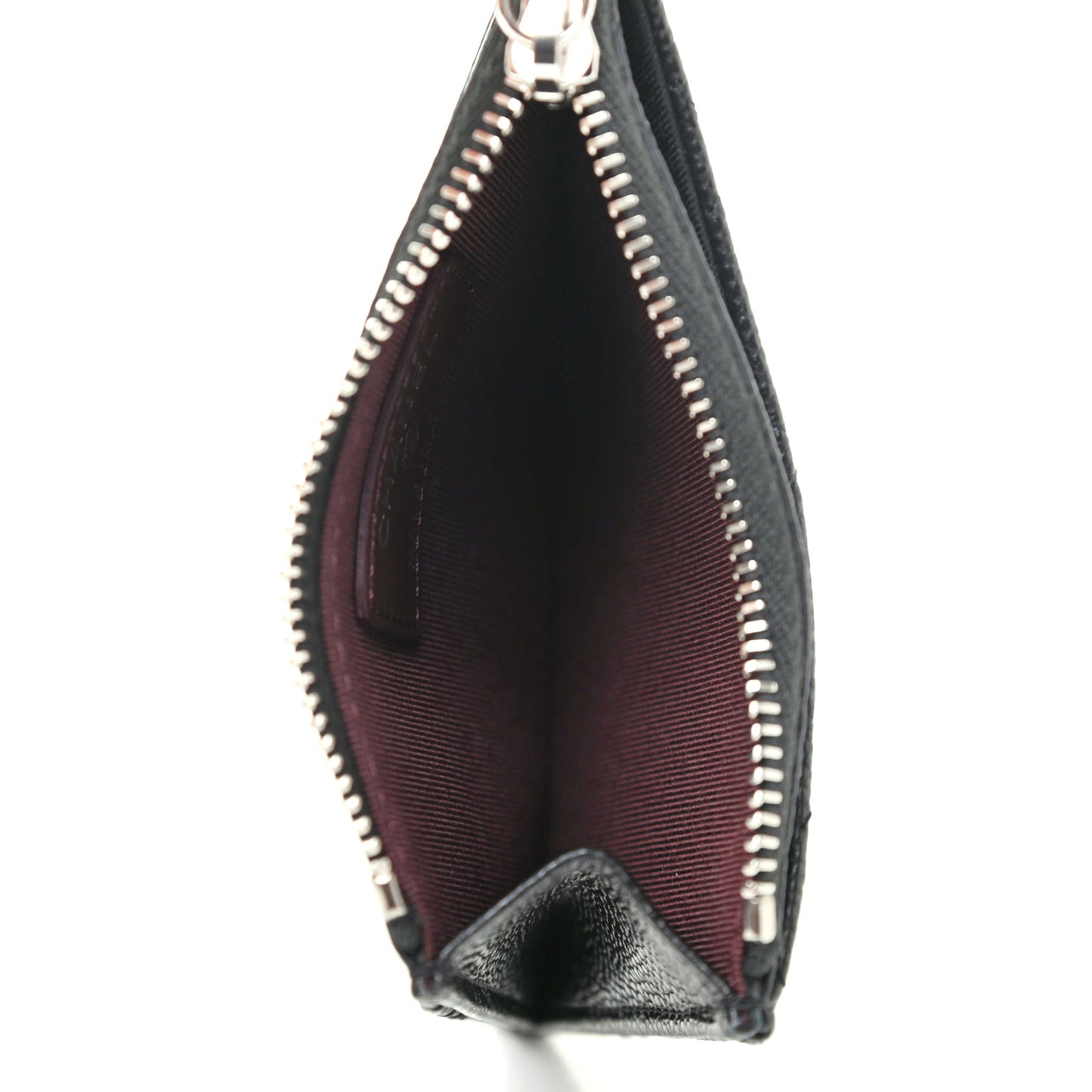 Caviar Quilted CC Zip Card Holder Black