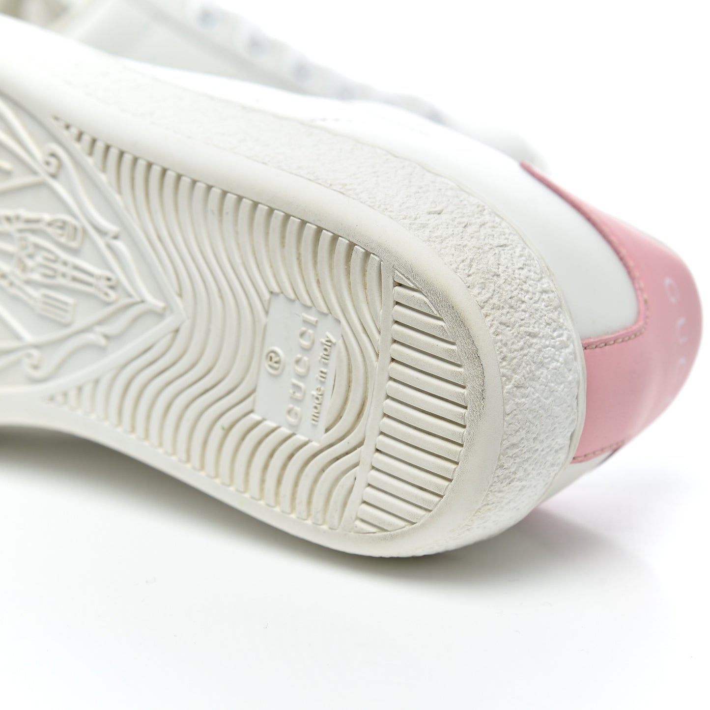 Calfskin Interlocking G Perforated Womens Ace Sneakers 35 White Wild Rose