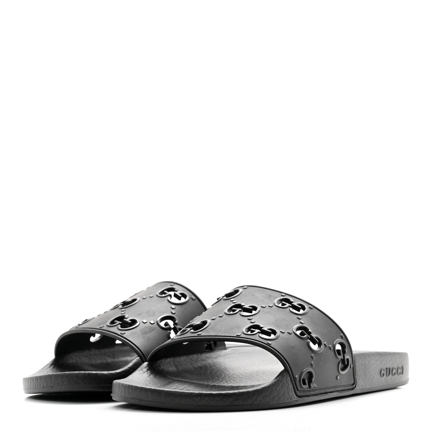 Gucci Rubber GG Monogram Perforated Womens Slide Sandals 40 Black 3 of 10