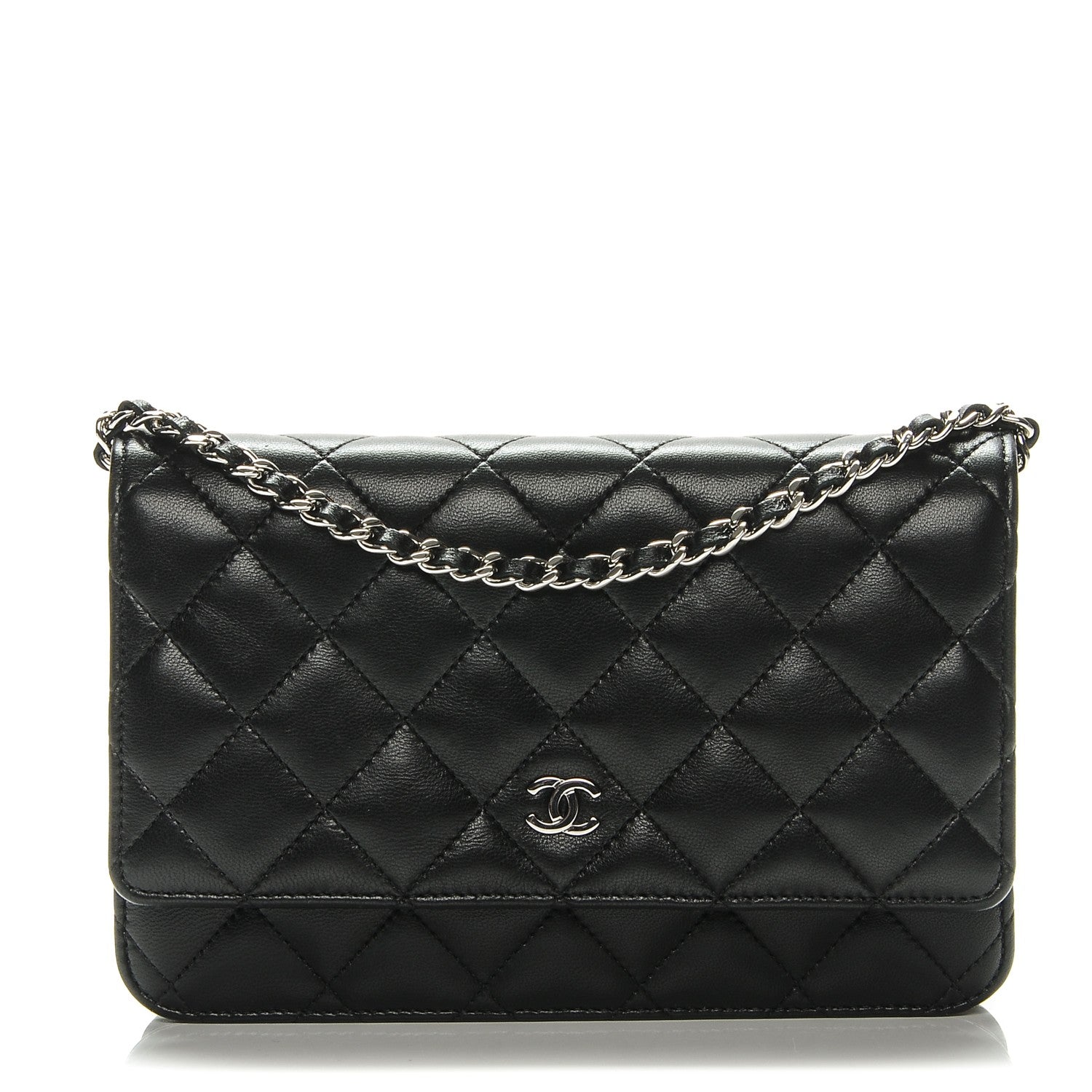Chanel Lambskin Quilted Wallet On Chain WOC Black 1 of 8