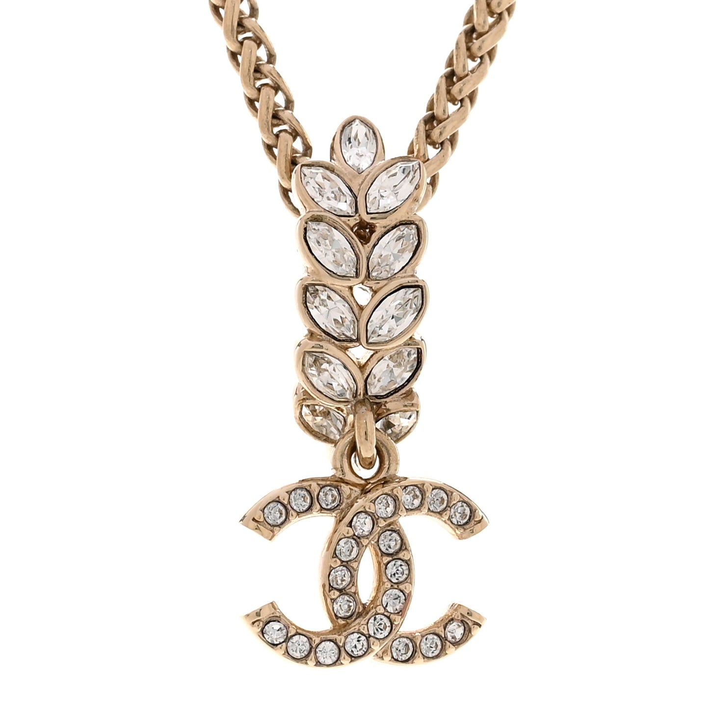 Crystal CC Pendant Necklace Gold
