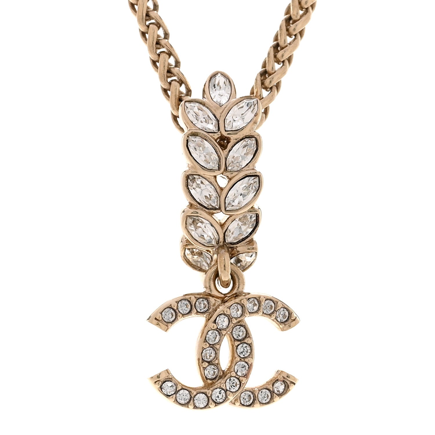 Chanel Crystal CC Pendant Necklace Gold 4 of 5