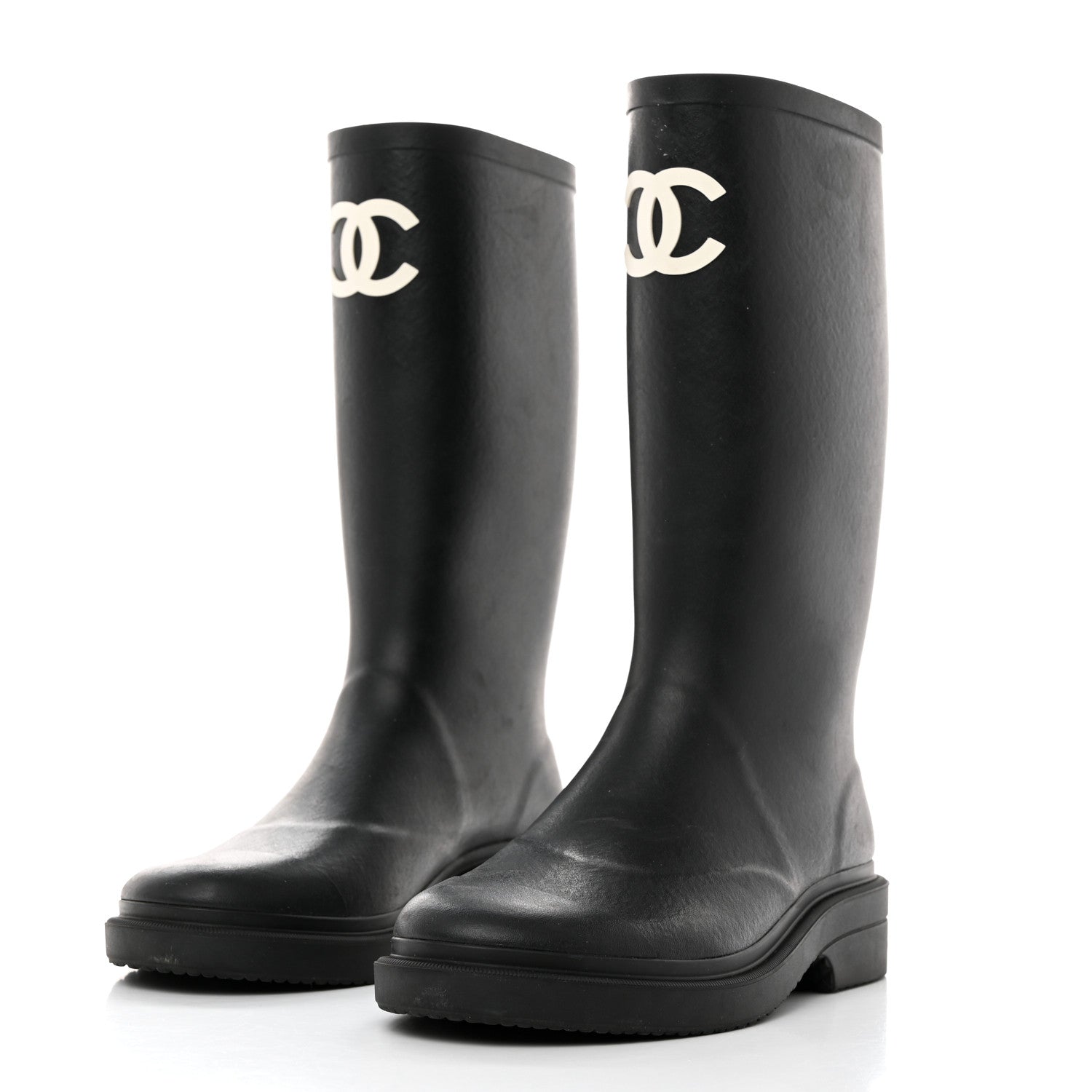 Chanel Caoutchouk CC High Boots 37 Black 3 of 9