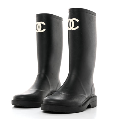 Chanel Caoutchouk CC High Boots 37 Black 3 of 9