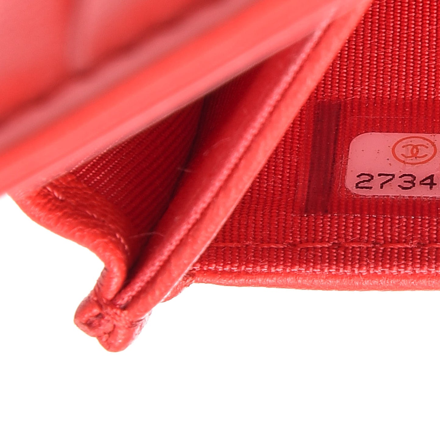 Goatskin Camellia Embossed Card Holder Red