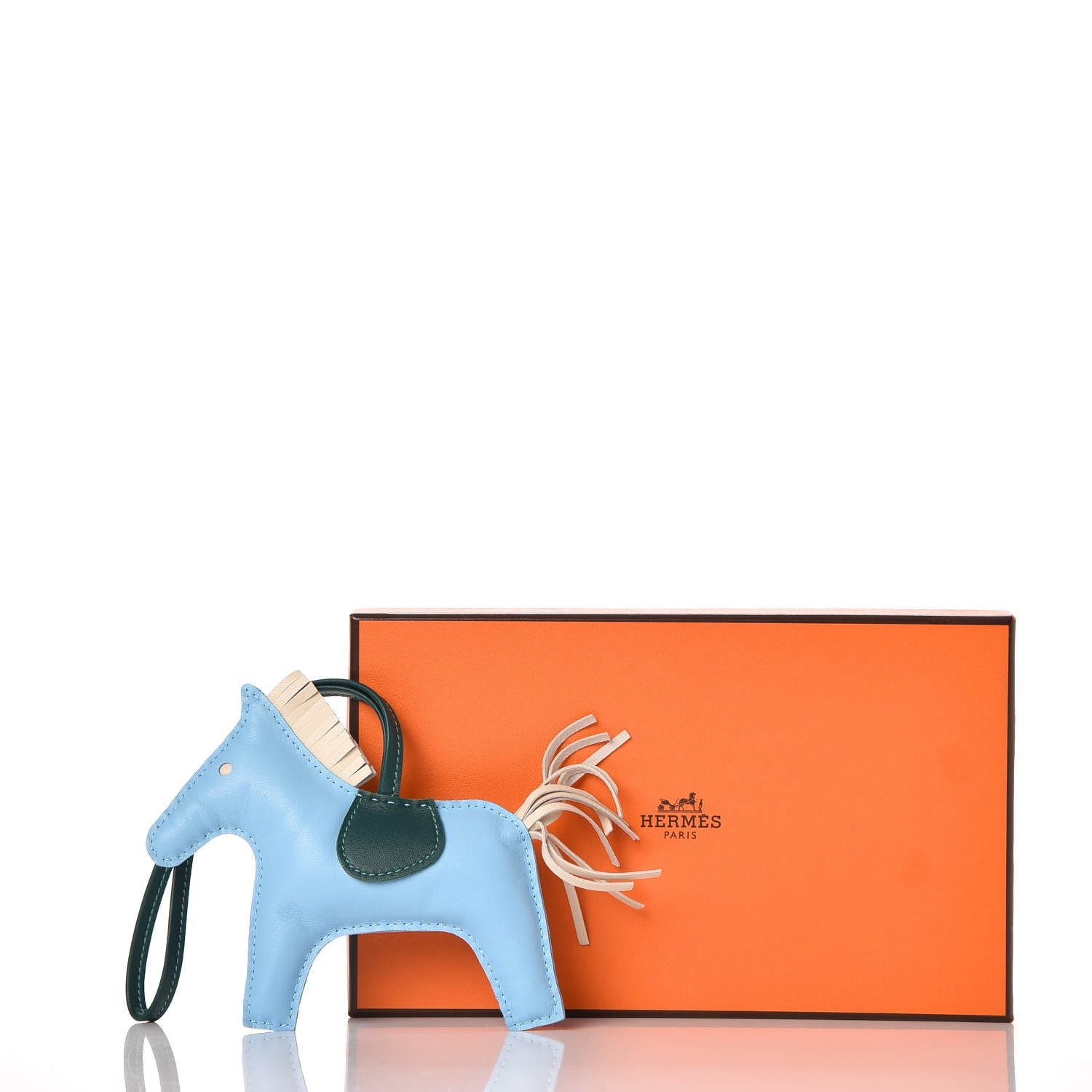 Hermes Milo Lambskin Grigri Rodeo Horse Bag Charm MM Celeste Malachite Craie 4 of 4