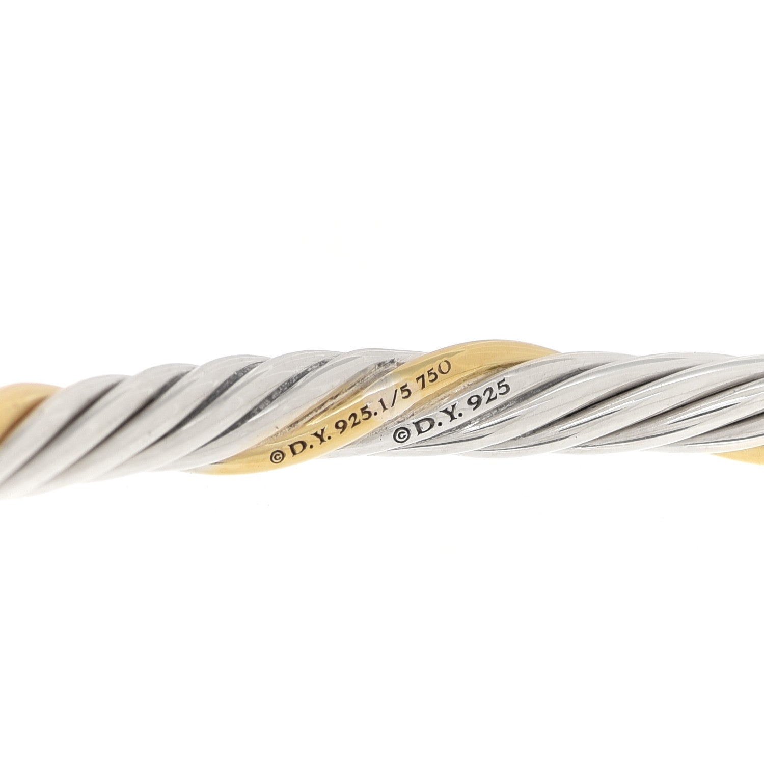 David Yurman Sterling Silver 18K Yellow Gold 4mm Cable Classics Bangle Bracelet 4 of 4
