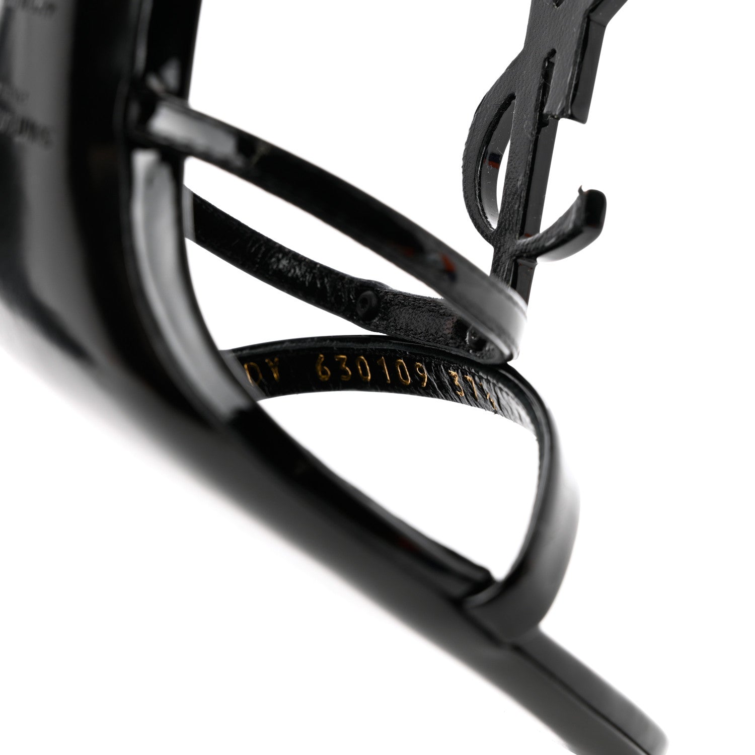 Saint Laurent Patent Cassandra 100 Ankle Strap Sandals 37.5 Black 6 of 13