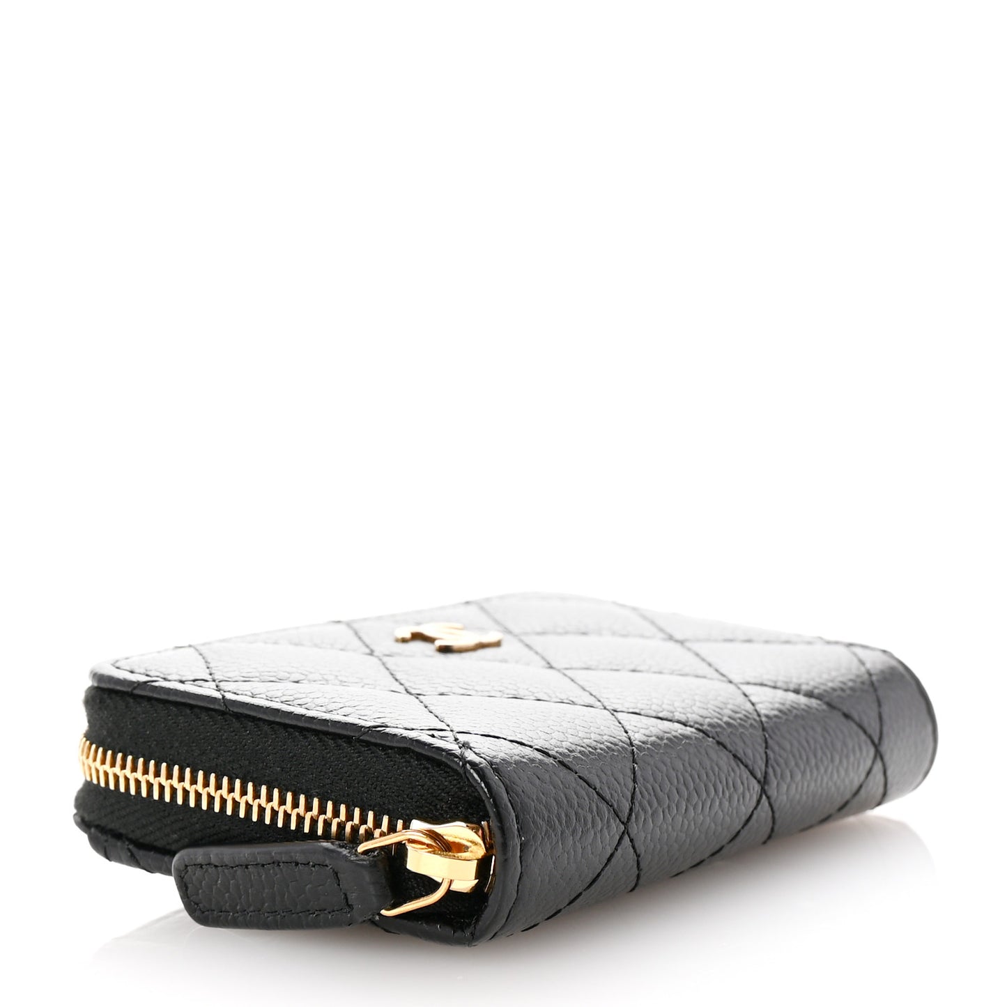 Caviar Quilted Classic Zipped Coin Purse Black