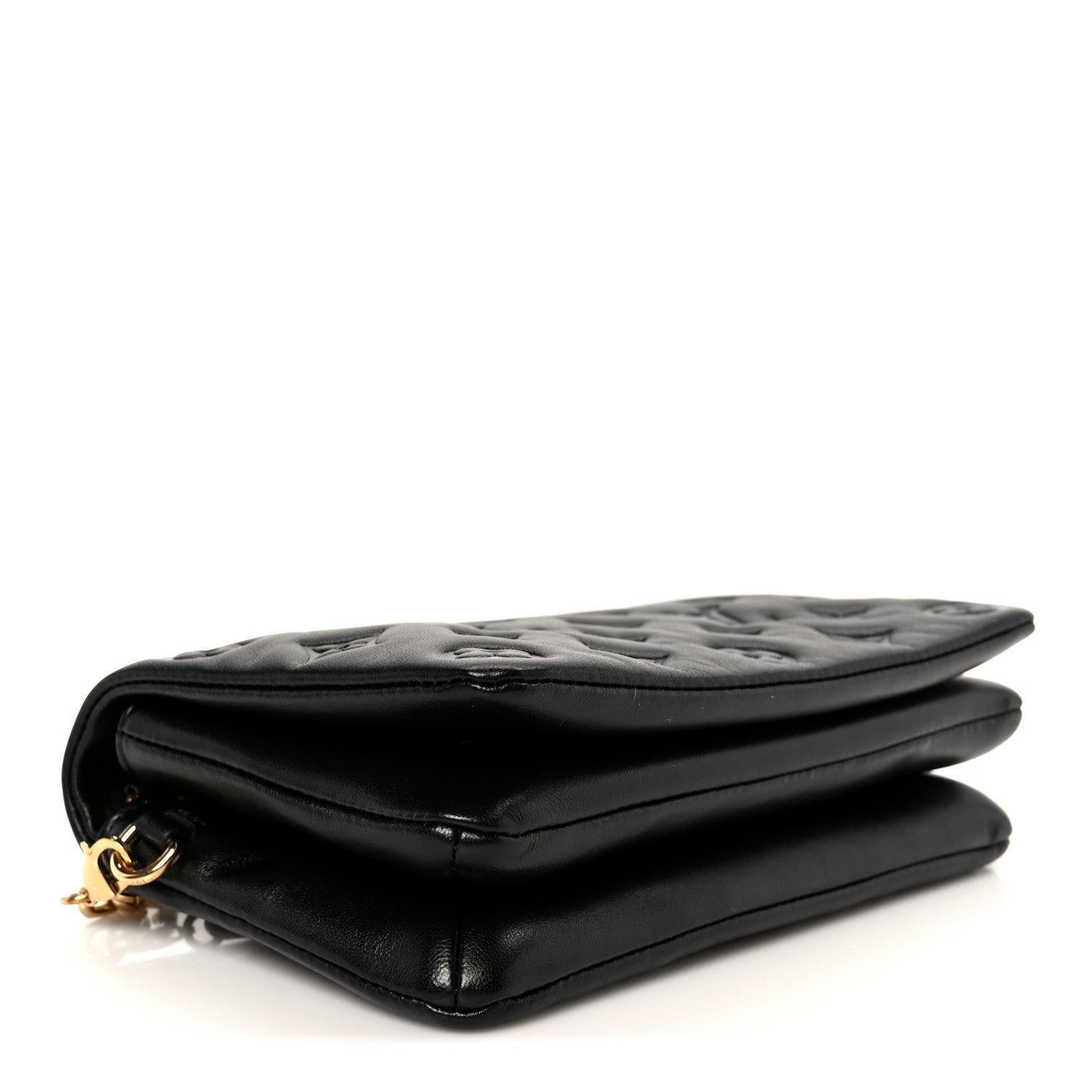 Louis Vuitton Lambskin Embossed Monogram Pochette Coussin Black 4 of 9