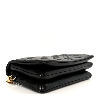 Louis Vuitton Lambskin Embossed Monogram Pochette Coussin Black 4 of 9