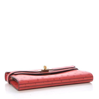 Hermes Ostrich Kelly Longue Wallet Bougainvillea 5 of 23