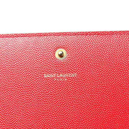 Saint Laurent Grain De Poudre Monogram Chain Wallet Red 5 of 7