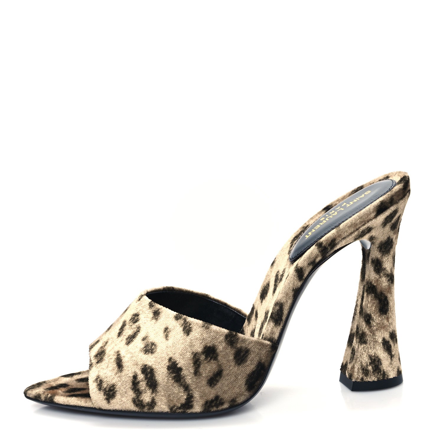 Saint Laurent Velvet Leopard Print Gippy 105 Sandals 38 Manto Naturale 1 of 9