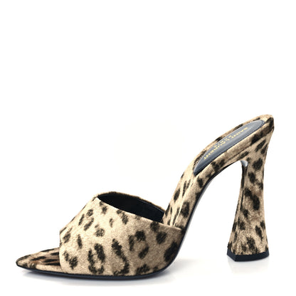 Saint Laurent Velvet Leopard Print Gippy 105 Sandals 38 Manto Naturale 1 of 9