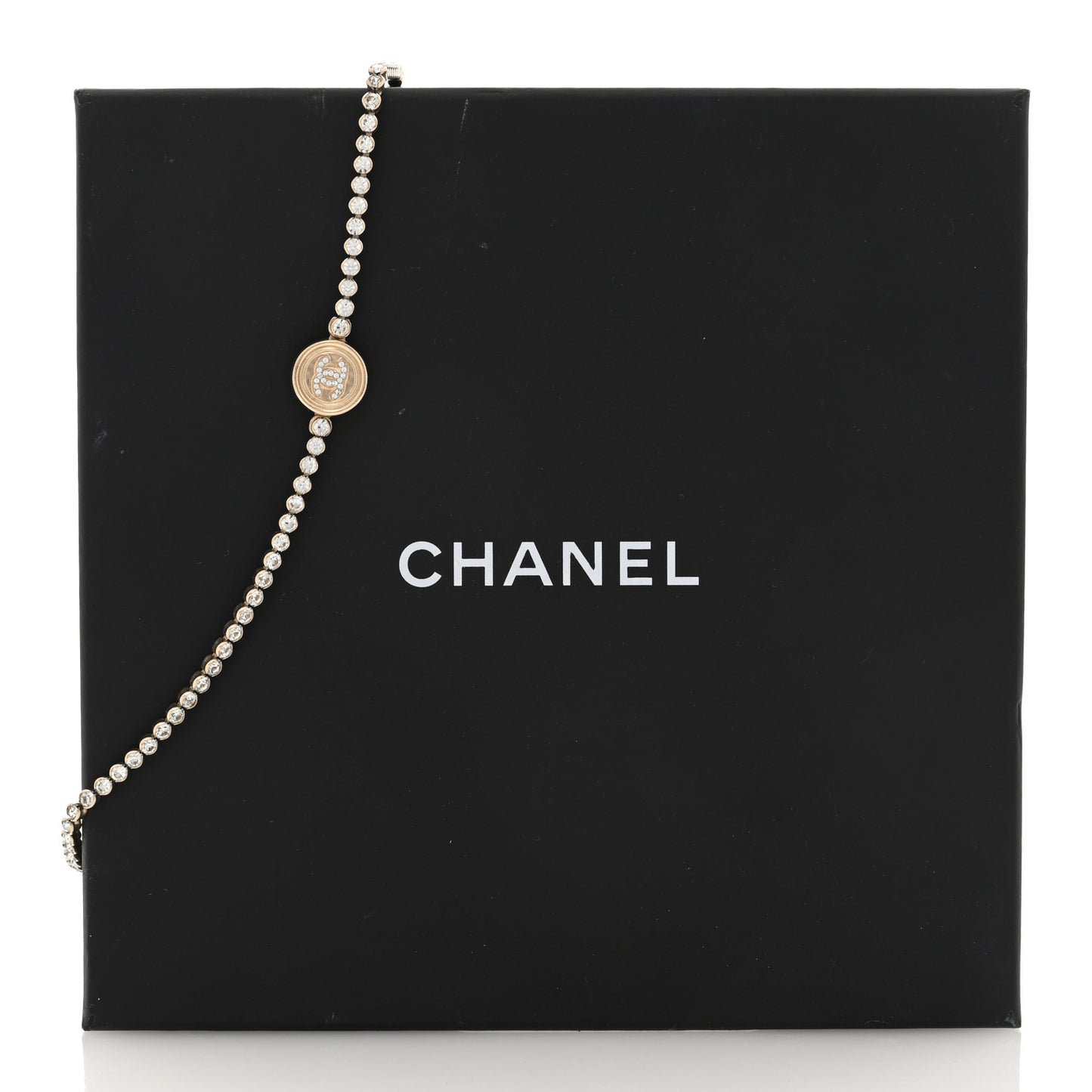 Crystal CC Chain Short Necklace Gold