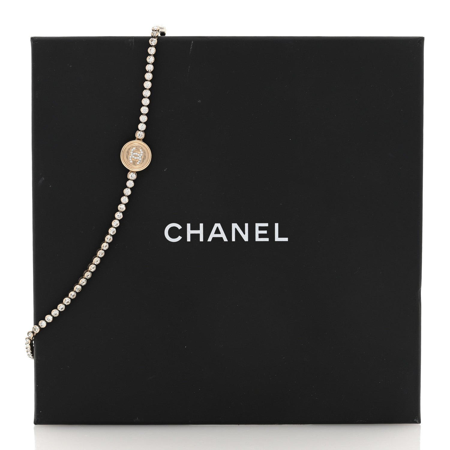 Chanel Crystal CC Chain Short Necklace Gold 5 of 5