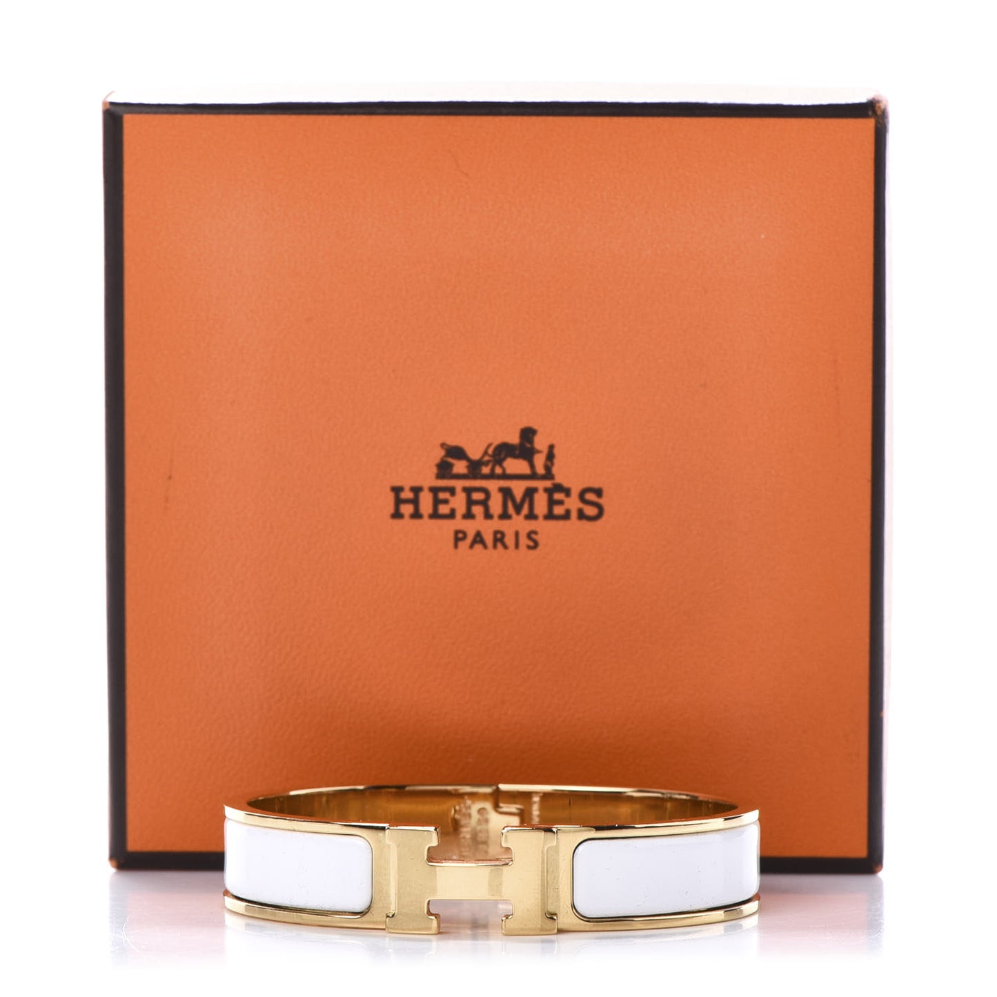 Enamel Narrow Clic Clac H Bracelet PM White