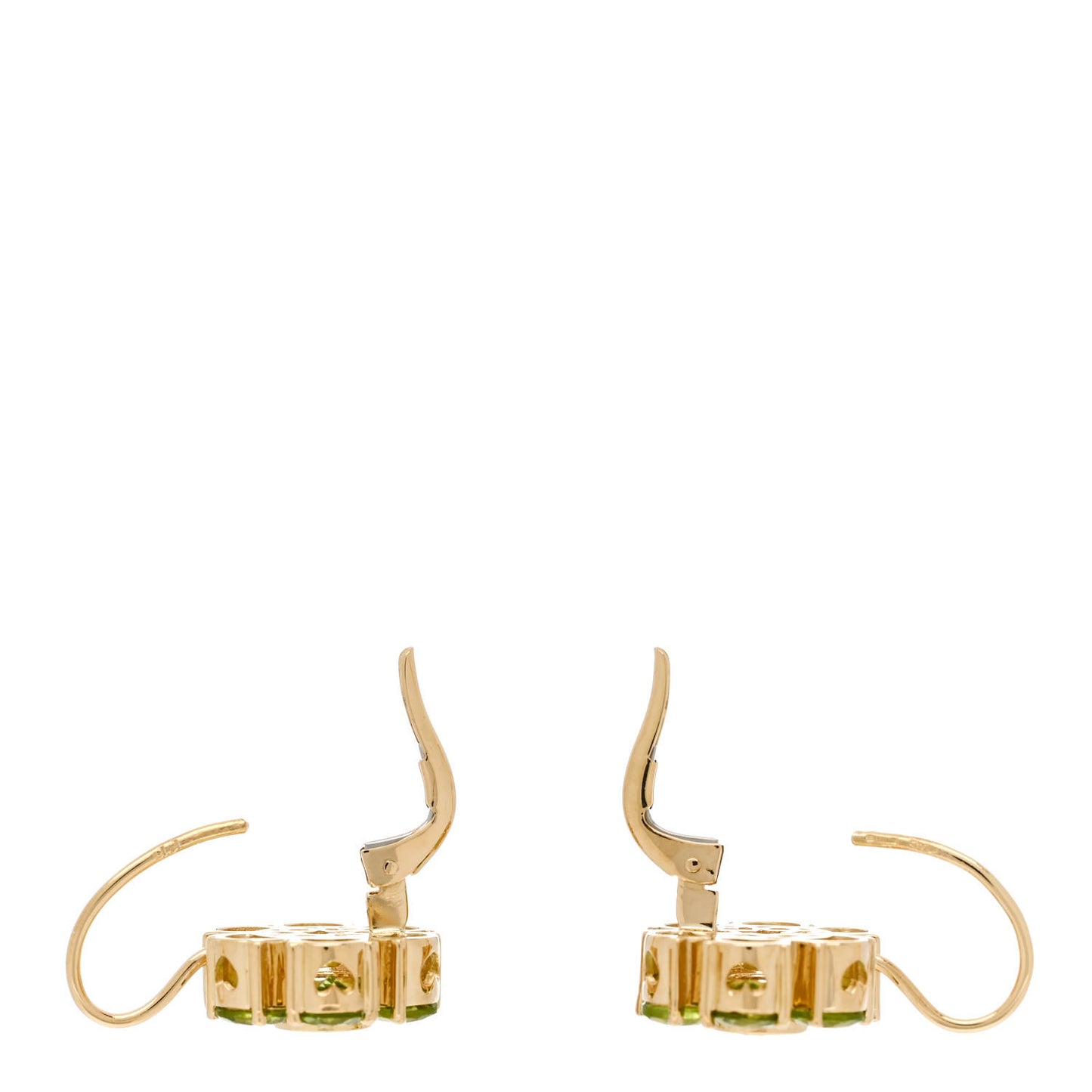 18K Yellow Gold Peridot Iolite Flower Drop Earrings