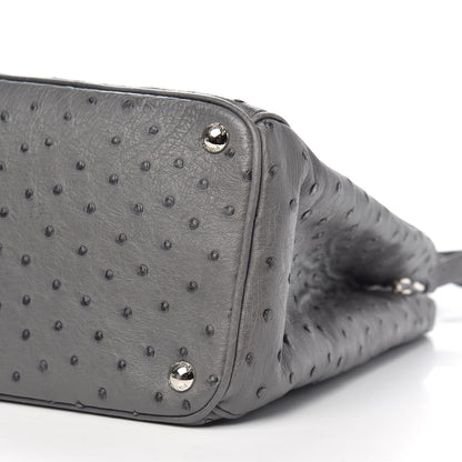 Prada Ostrich Medium Galleria Double Zip Tote Grey 9 of 10