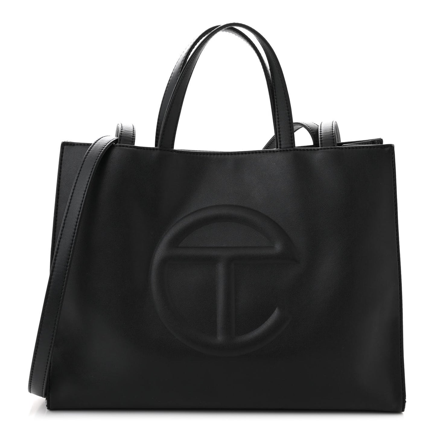 Vegan Leather Medium Shopping Bag Black