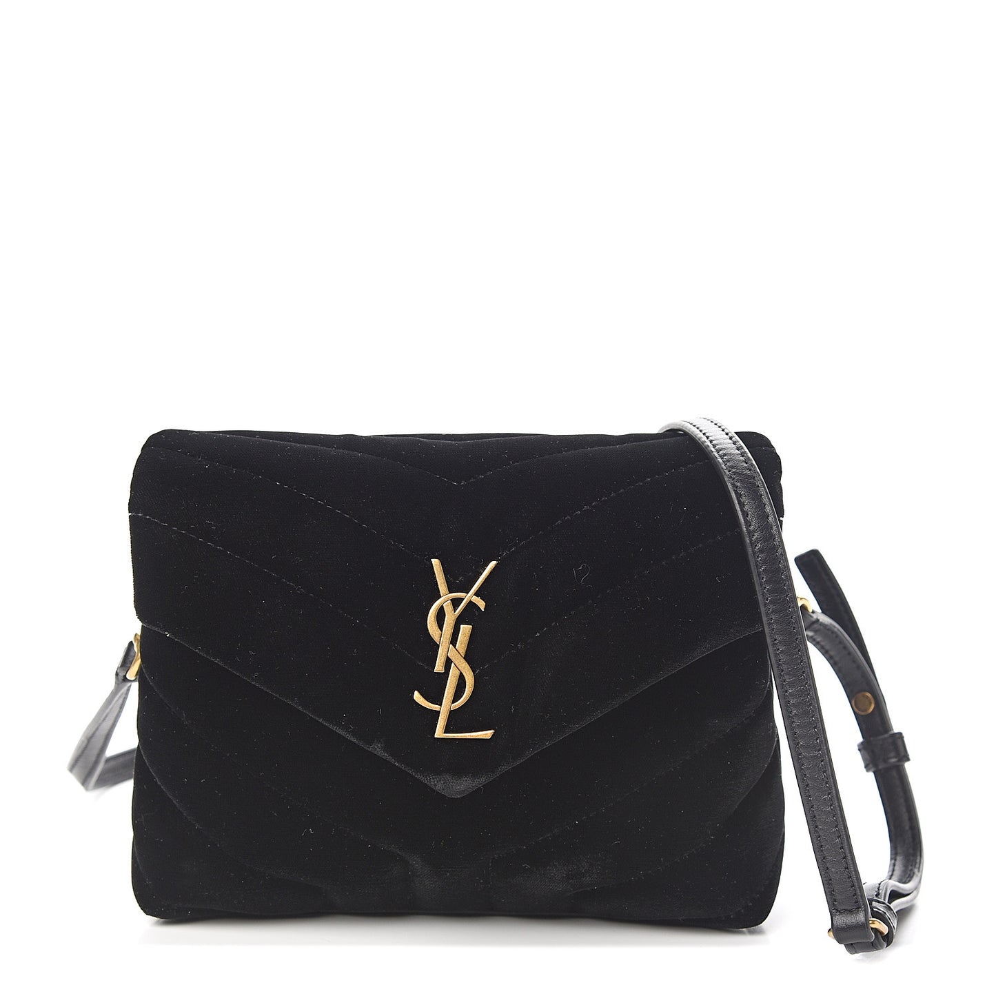 Velvet Y Quilted Monogram Toy Loulou Chain Satchel French Black
