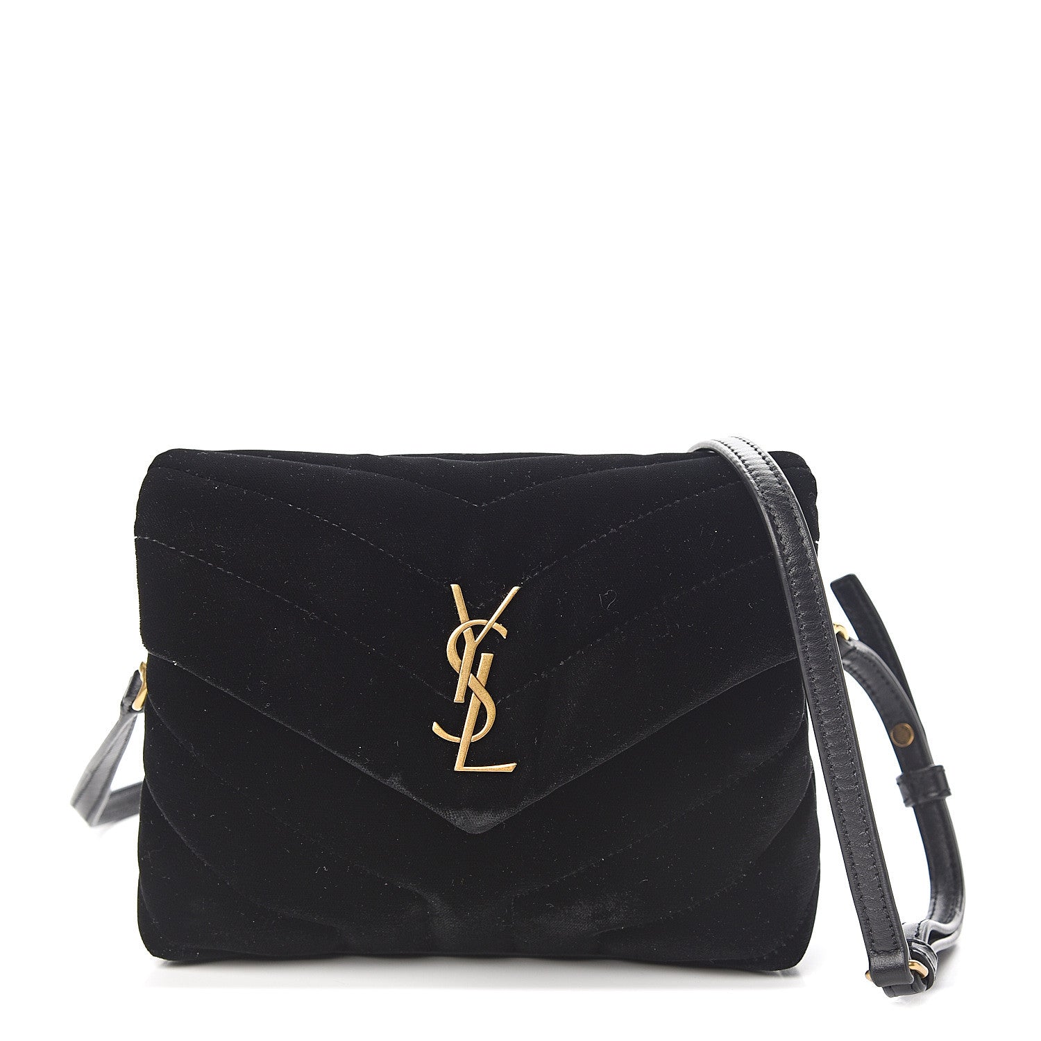 Saint Laurent Velvet Y Quilted Monogram Toy Loulou Chain Satchel French Black 1 of 10