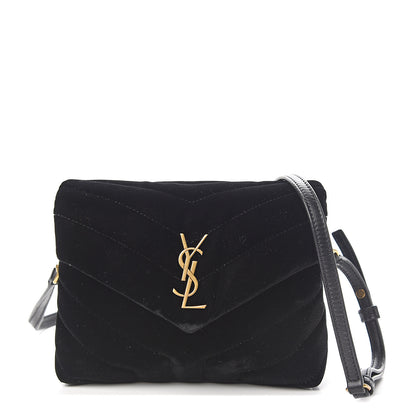 Saint Laurent Velvet Y Quilted Monogram Toy Loulou Chain Satchel French Black 1 of 10