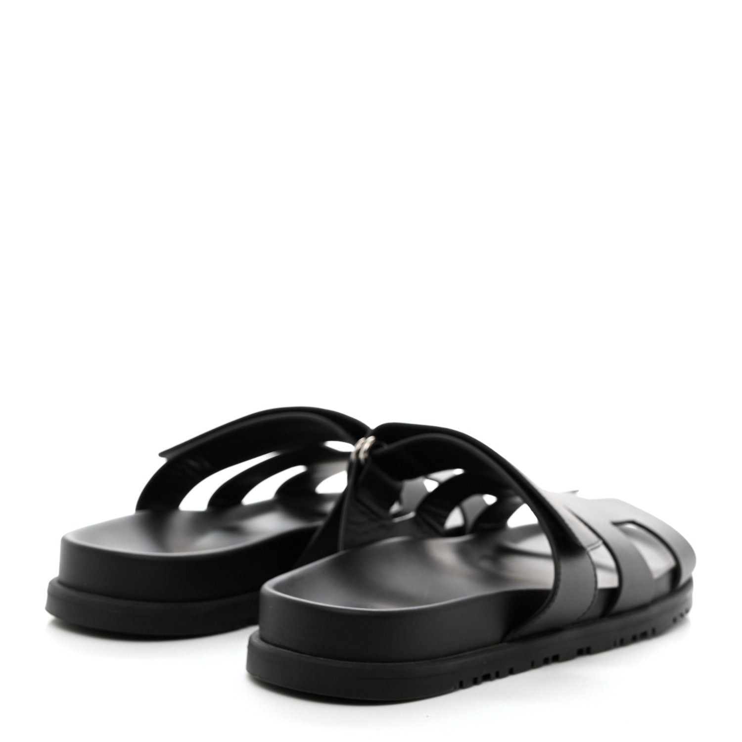 Hermes Calfskin Womens Chypre Sandals 38.5 Black 4 of 9