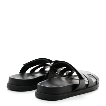Hermes Calfskin Womens Chypre Sandals 38.5 Black 4 of 9