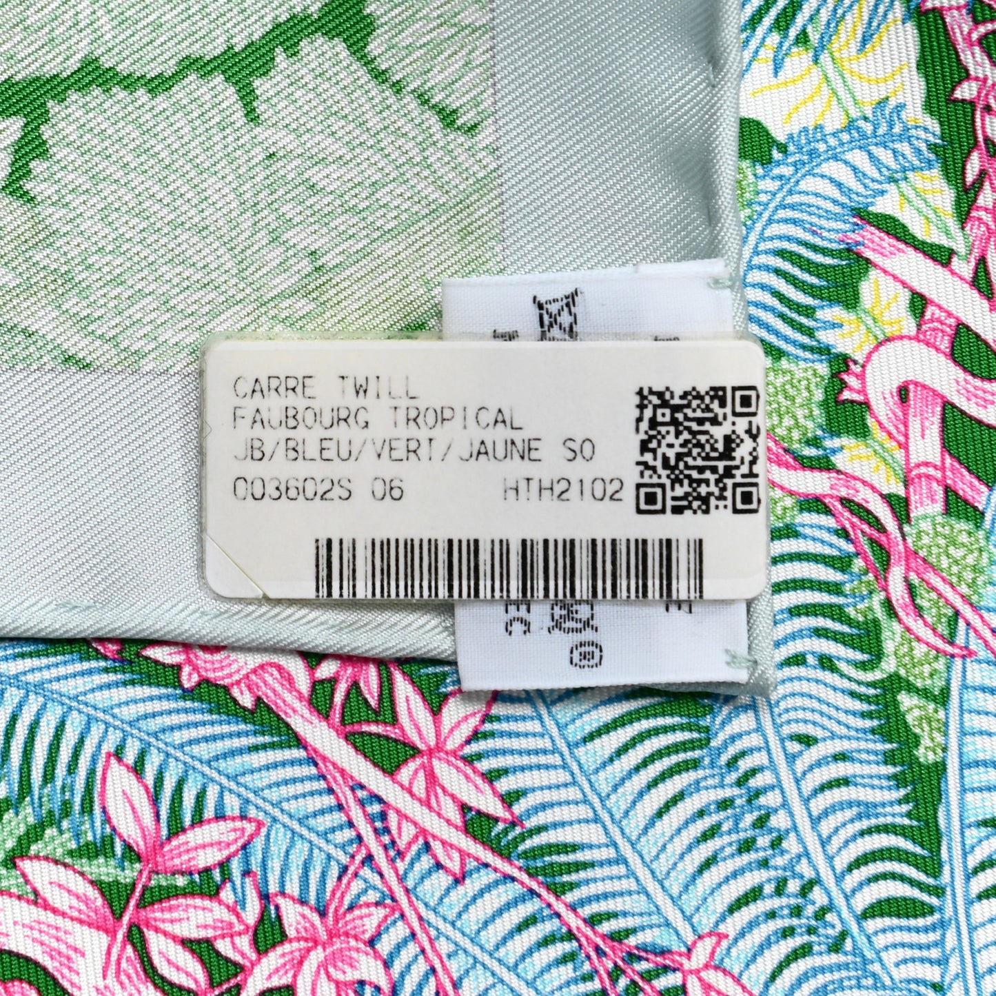 Silk Twill Faubourg Tropical Scarf 90 Bleu Vert Jaune