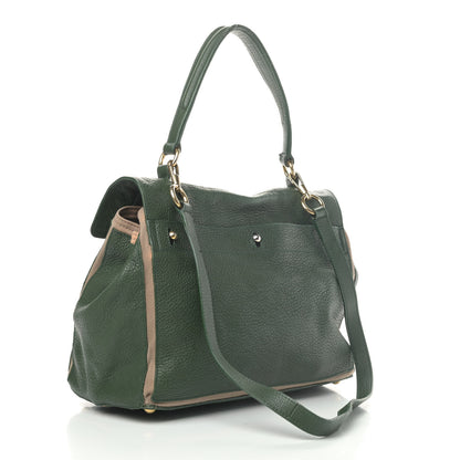 Saint Laurent Calfskin Canvas Medium Muse Two Green Beige 2 of 5