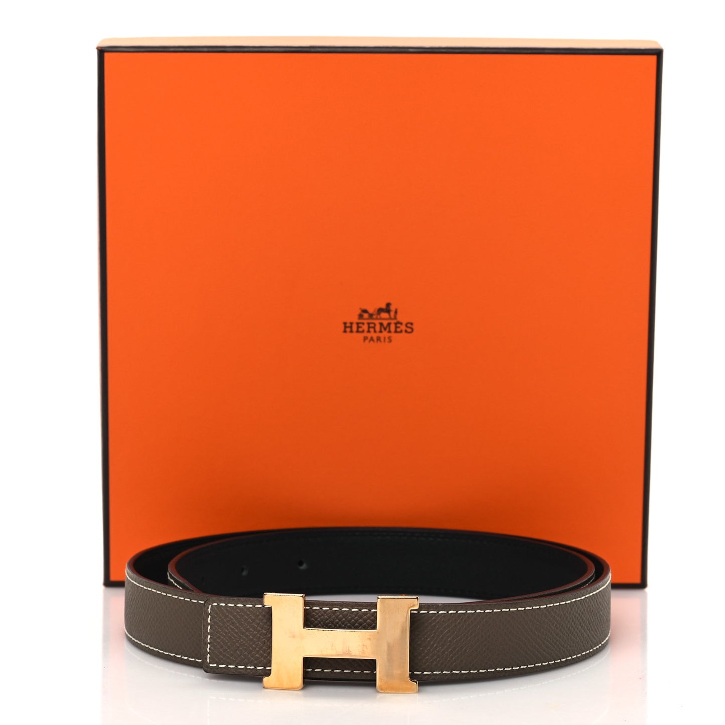 Epsom Swift 24mm Mini Constance Guilloche H Belt 80 32 Etoupe Black