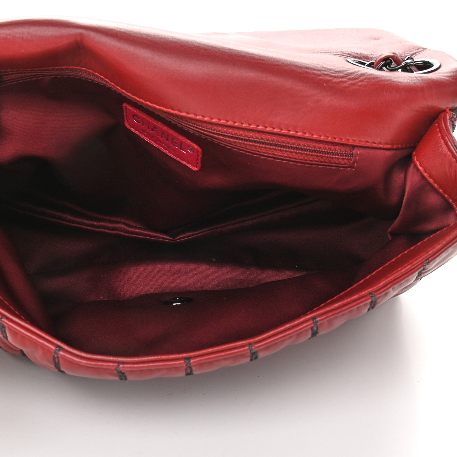 Chanel Lambskin Vertical Stitch Jumbo Single Flap Dark Red 5 of 10