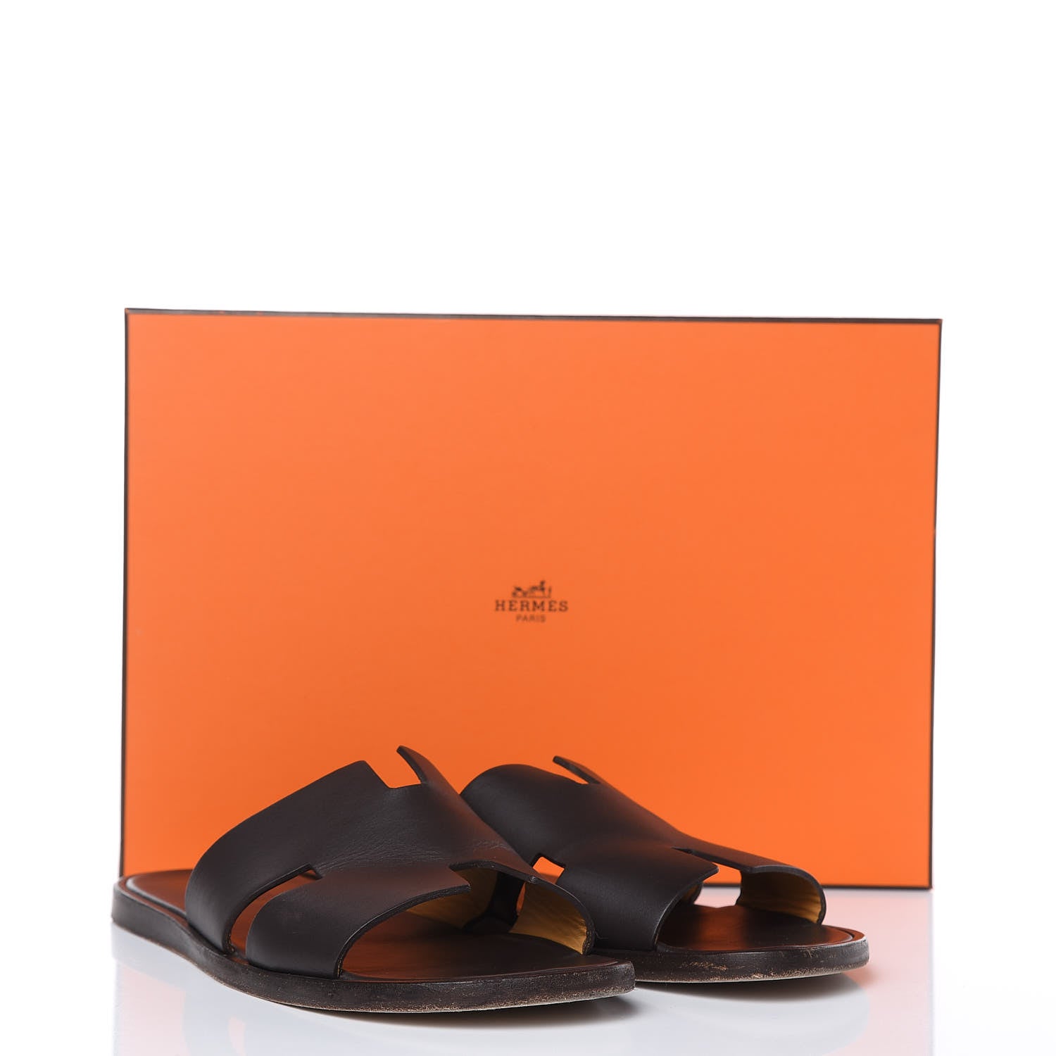 Hermes Calfskin Mens Izmir Sandals 43 Moka 10 of 10