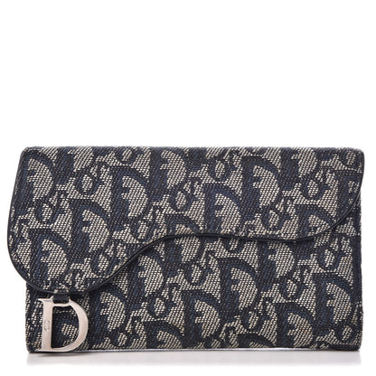 Christian Dior Monogram Saddle Wallet Navy 1 of 8