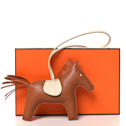 Hermes Milo Lambskin Grigri Rodeo Horse Bag Charm MM Gold Craie Pain D'Epice 4 of 4