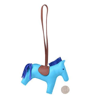 Hermes Milo Lambskin Grigri Rodeo Horse Bag Charm GM Bleu Azteque Bleu Electrique Fauve 2 of 3